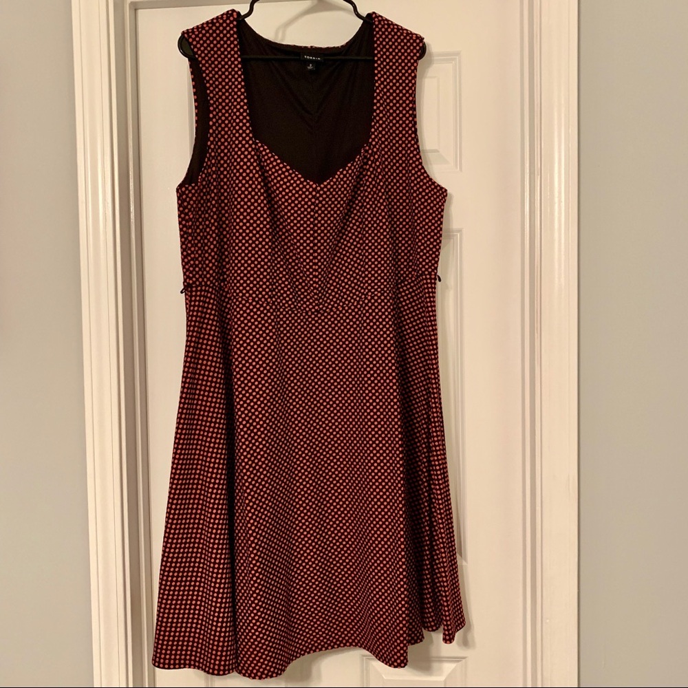 Torrid Black with Coral Polka Dot Dress